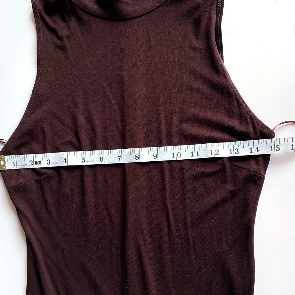 Vintage Y2K Cache Boho Tiered Patchwork Maxi Dress Brown Silk Blend Size 6 - Picture 4 of 11